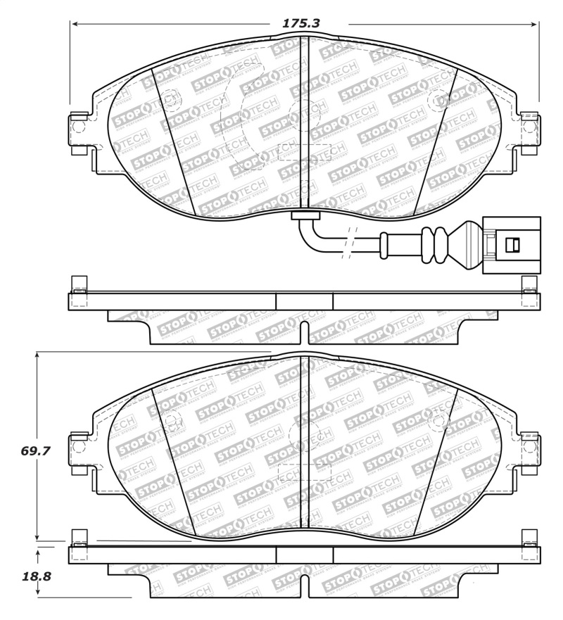 Volkswagen CC Brake Pads - Front - Stoptech - Street Select - `12-`16 Volkswagen CC Brake Pads - Front - Stoptech - Street Select - `12-`16