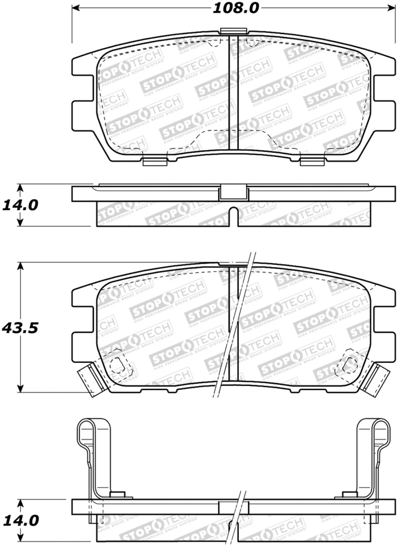 Mitsubishi Montero Brake Pads - Rear - Stoptech - ST Street - `90-`00