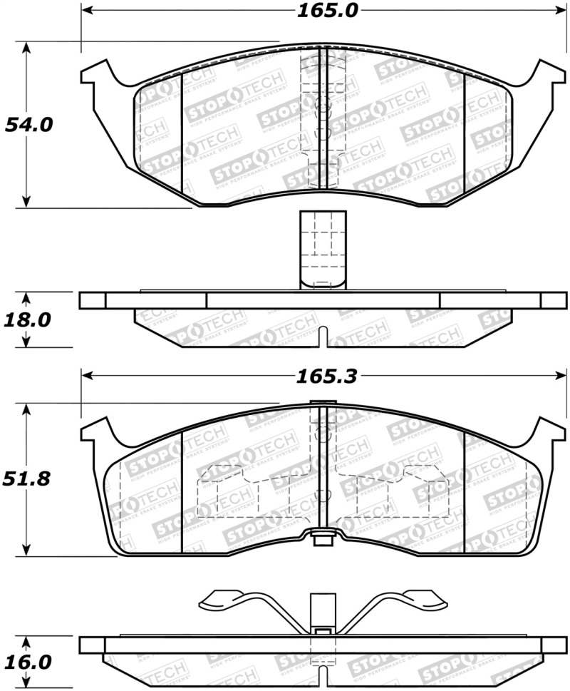 Dodge Grand Caravan Brake Pads - Rear - Stoptech - ST Street with Shims and Hardware - `96-`00 Dodge Grand Caravan Brake Pads - Rear - Stoptech - ST Street with Shims and Hardware - `96-`00