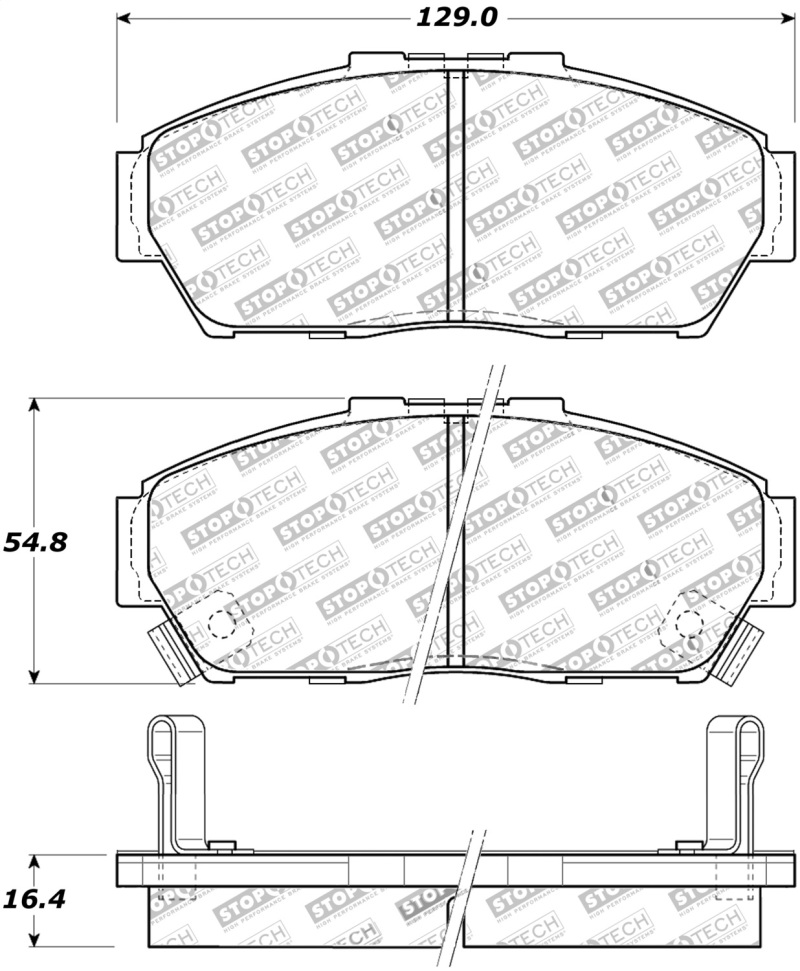Acura Integra Brake Pads - Front - Stoptech - Street Touring - `94-`01 Acura Integra Brake Pads - Front - Stoptech - Street Touring - `94-`01