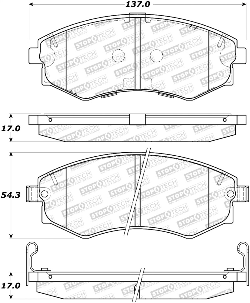 Hyundai Elantra Brake Pads - Stoptech - Street - `05-`06 Hyundai Elantra Brake Pads - Stoptech - Street - `05-`06