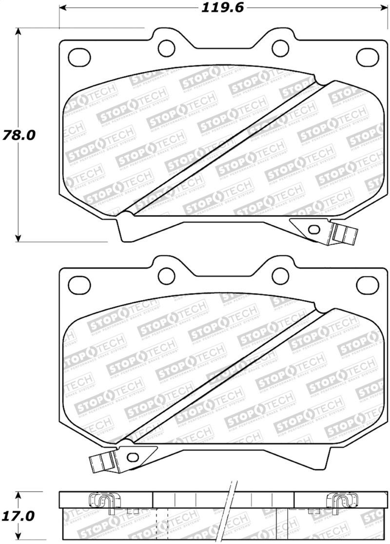 Toyota Tundra Brake Pads - Stoptech - Street with Shims and Hardware - `00-`02