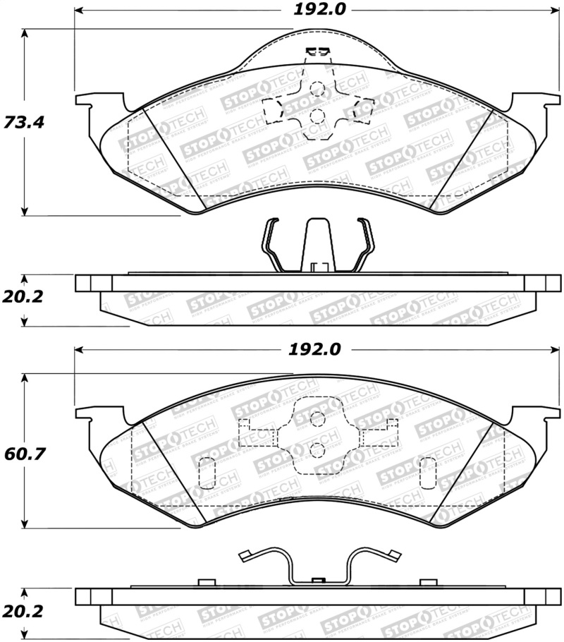 Dodge Durango Brake Pads - Stoptech - Street with Shims and Hardware - `00-`02 Dodge Durango Brake Pads - Stoptech - Street with Shims and Hardware - `00-`02