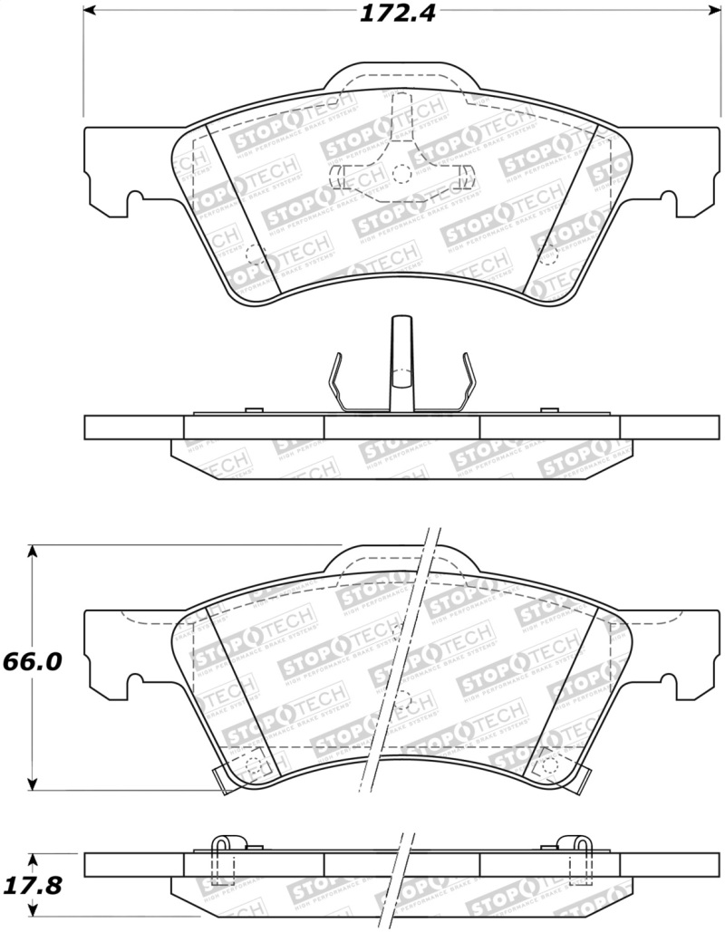 Chrysler Voyager Brake Pads - Stoptech - Street with Shims and Hardware - `03-`07 Chrysler Voyager Brake Pads - Stoptech - Street with Shims and Hardware - `03-`07