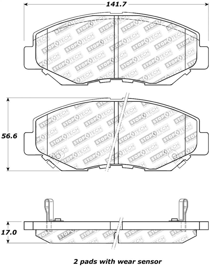 Honda Element Brake Pads - Front - Stoptech - Street Touring - `03-`11 Honda Element Brake Pads - Front - Stoptech - Street Touring - `03-`11