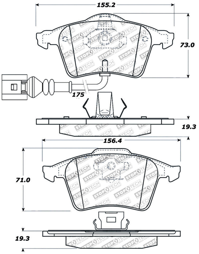 Volkswagen R32 Brake Pads - Front - Stoptech - Street Touring - 2008