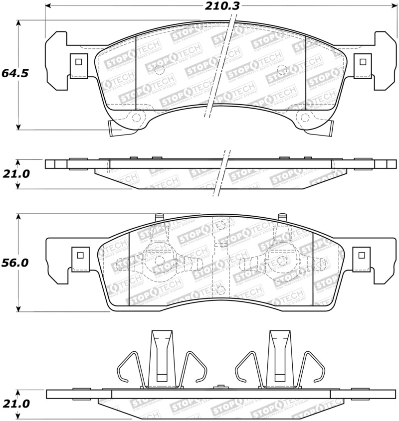 Ford Expedition Brake Pads - Stoptech - Street with Shims and Hardware - `02-`06 Ford Expedition Brake Pads - Stoptech - Street with Shims and Hardware - `02-`06