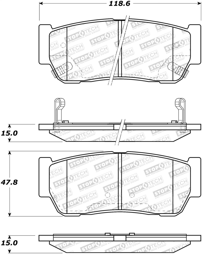 Hyundai Entourage Brake Pads - Stoptech - Street with Shims and Hardware - 2006 Hyundai Entourage Brake Pads - Stoptech - Street with Shims and Hardware - 2006