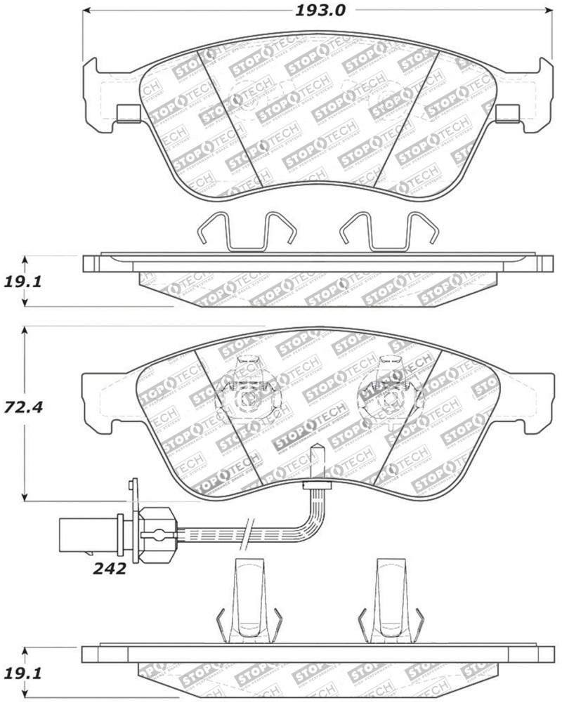 Volkswagen Phaeton Brake Pads - Front - Stoptech - Street Touring - `04-`06