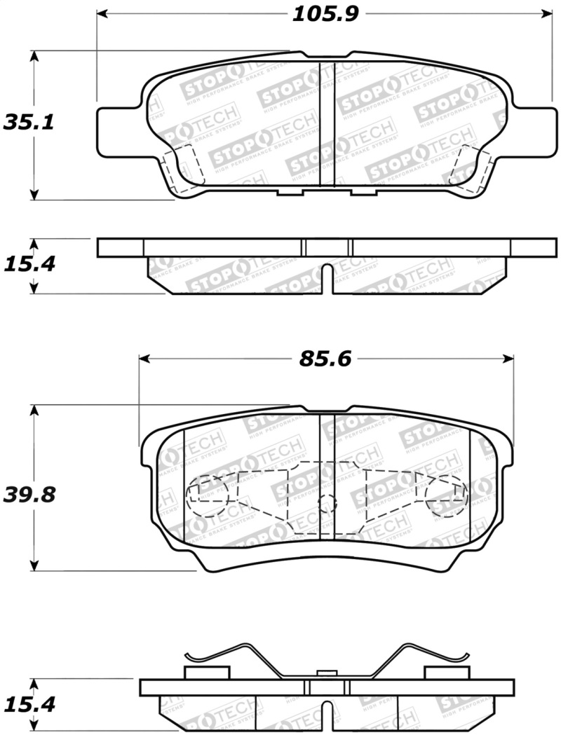 Chrysler Sebring Brake Pads - Rear - Stoptech - Street Performance - `07-`12 Chrysler Sebring Brake Pads - Rear - Stoptech - Street Performance - `07-`12
