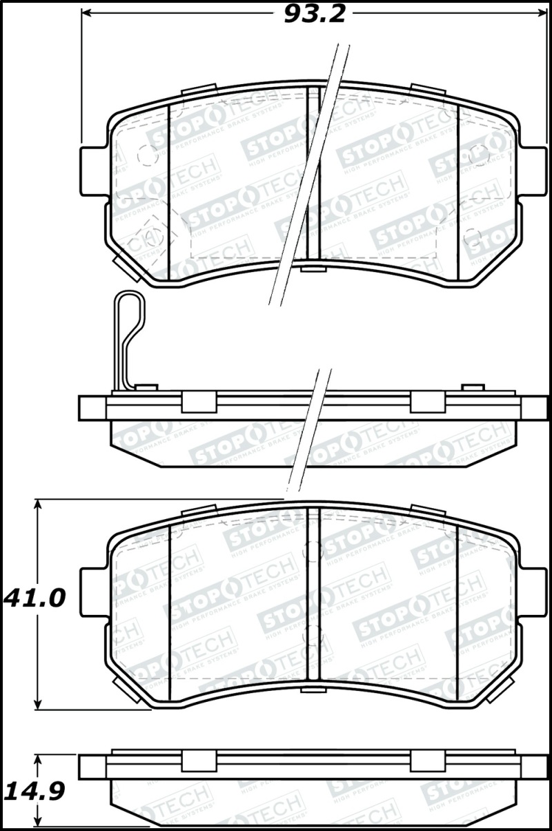 Hyundai Accent Brake Pads - Front - Stoptech - Street Performance - `06-`07