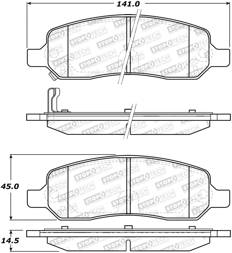Buick Lucerne Brake Pads - Stoptech - Street with Shims and Hardware - `06-`11 Buick Lucerne Brake Pads - Stoptech - Street with Shims and Hardware - `06-`11