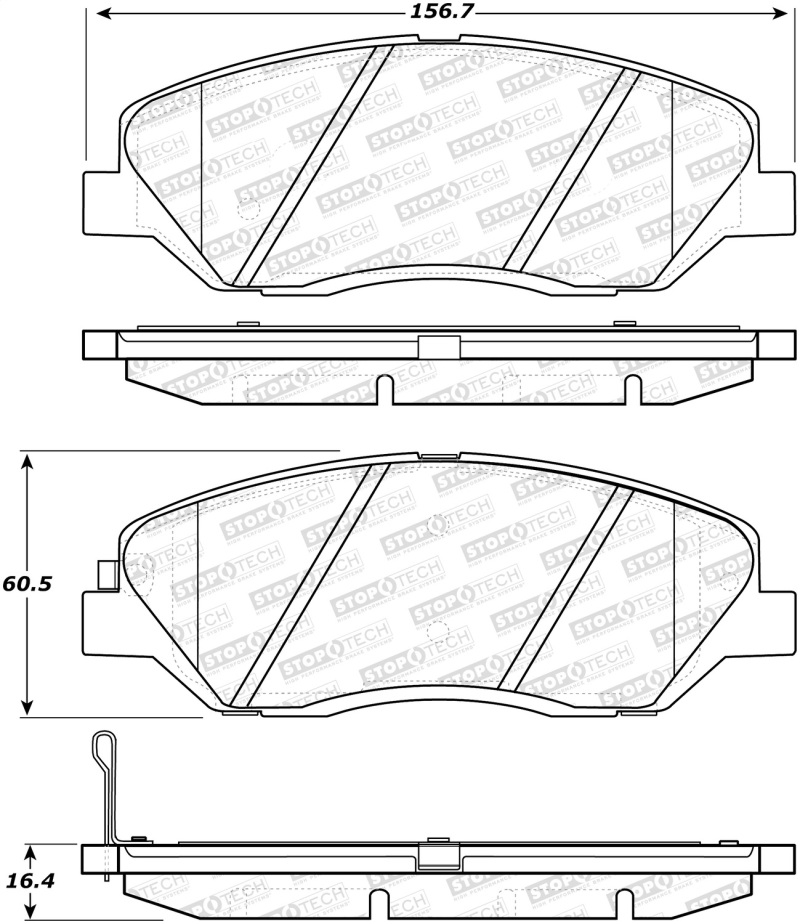 Hyundai Santa Fe Brake Pads - Stoptech - ST Street - `07-`16 Hyundai Santa Fe Brake Pads - Stoptech - ST Street - `07-`16