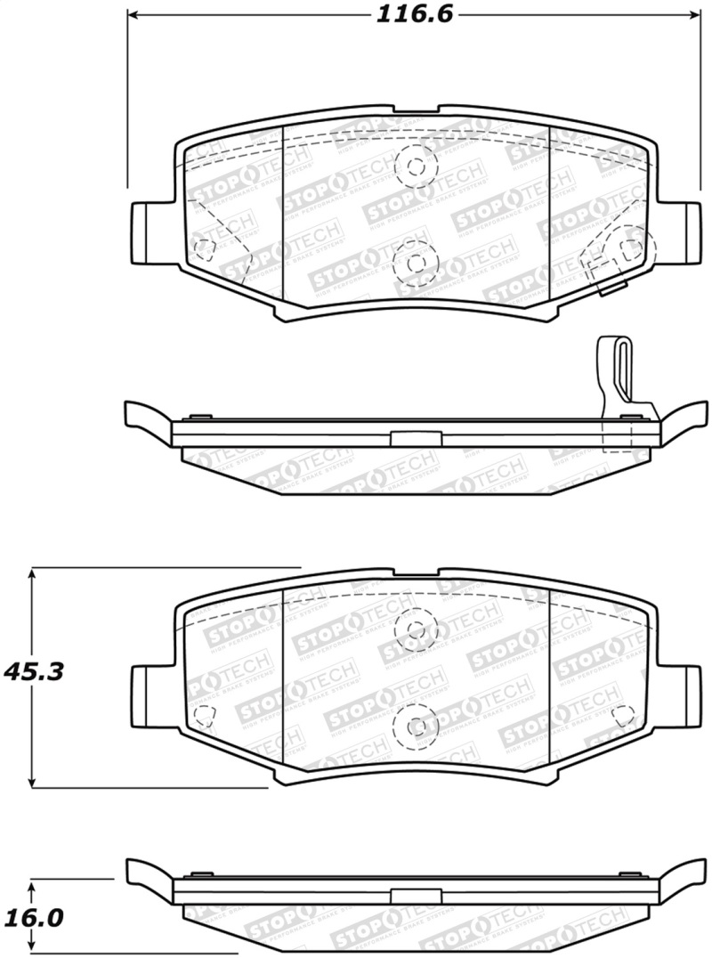 Jeep Liberty Brake Pads - Rear - Stoptech - Street Touring - `08-`12