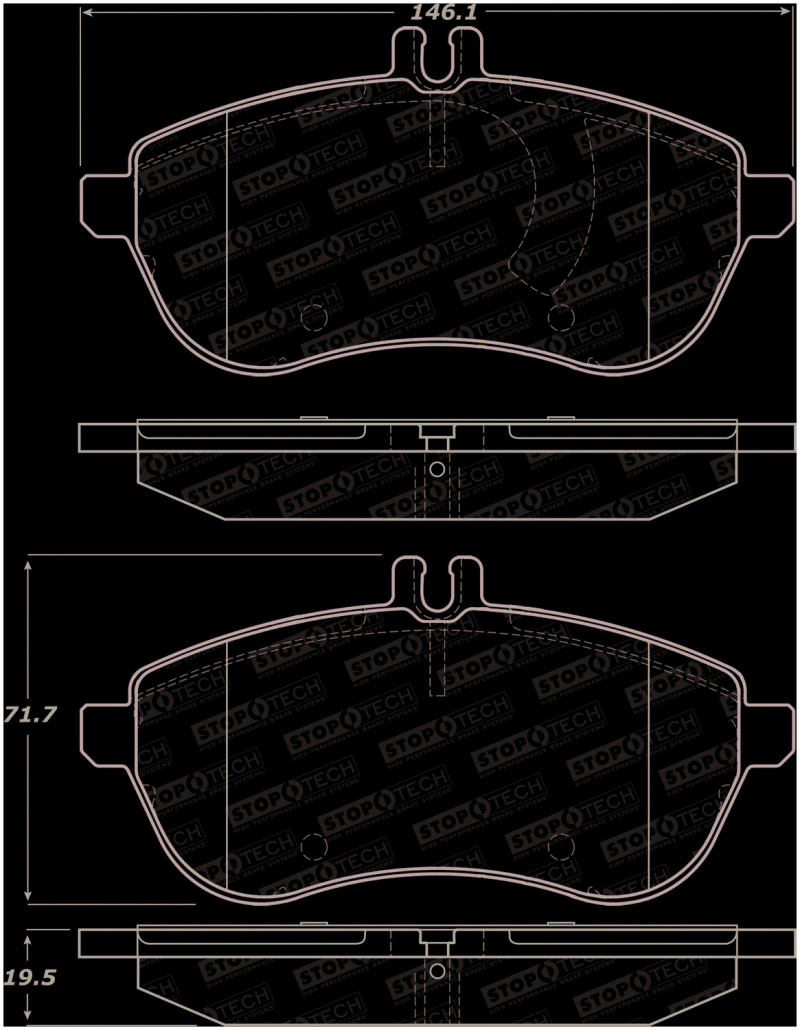Mercedes-Benz SLK Class Brake Pads - Front - Stoptech - Street Performance - `12-`15