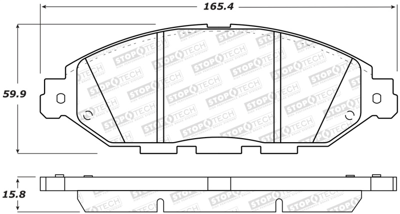 Infiniti QX60 Brake Pads - Front - Stoptech - Street Brake Pads with Shims and Hardware - `14-`20