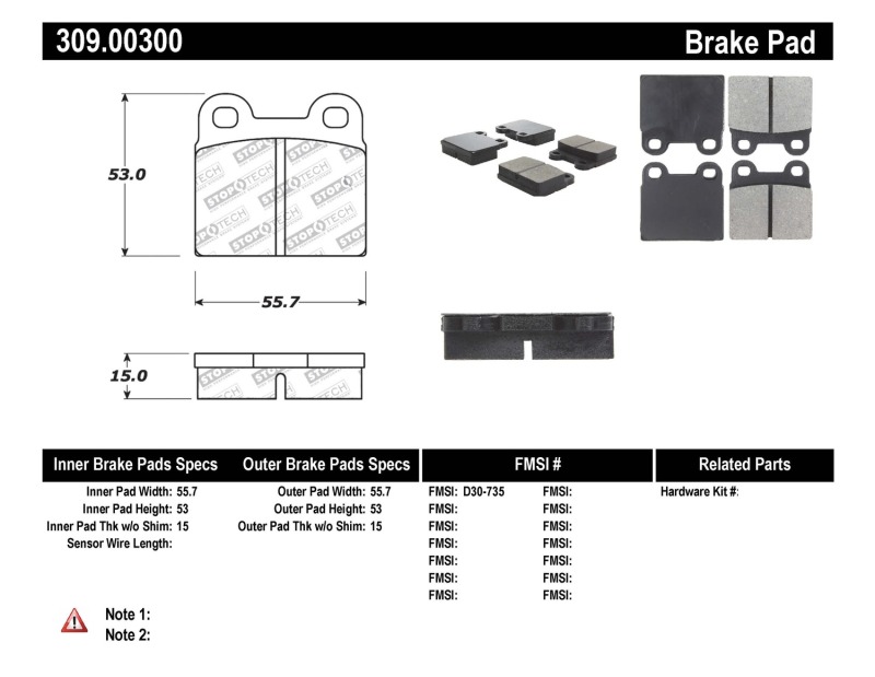 Volkswagen Sedan Brake Pads - Stoptech - Performance - `95-`04
