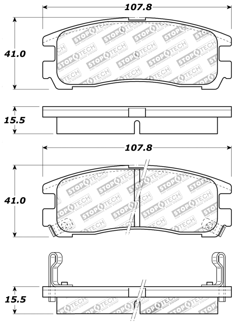 Dodge Avenger Brake Pads - Rear - Stoptech - Sport - `95-`00