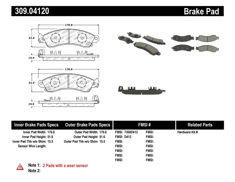 Ford Mustang Brake Pads - Stoptech - StopTech Performance - `94-`04