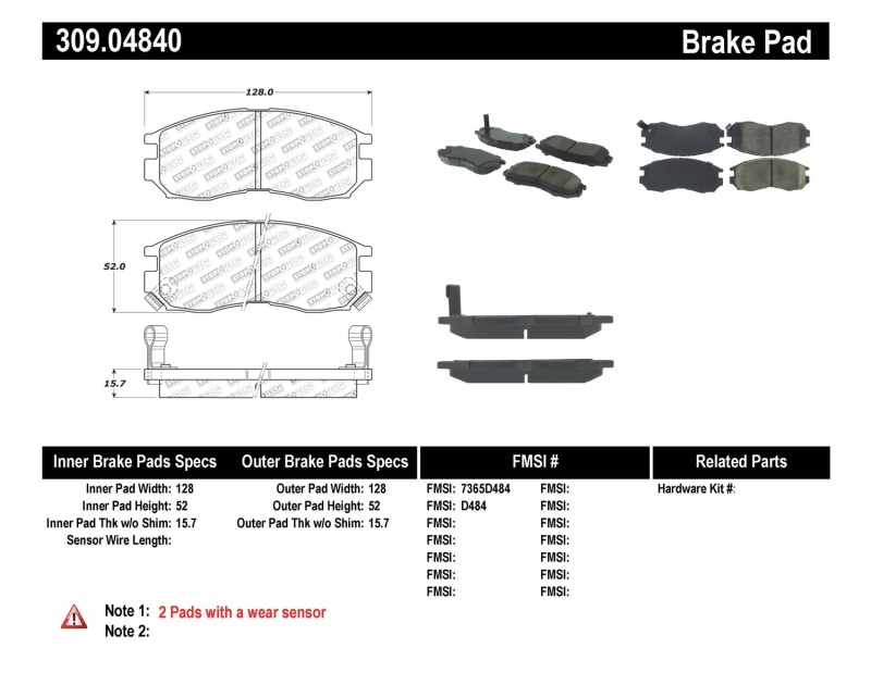 Dodge Avenger Brake Pads - Front - Stoptech - Sport - `95-`00 Dodge Avenger Brake Pads - Front - Stoptech - Sport - `95-`00