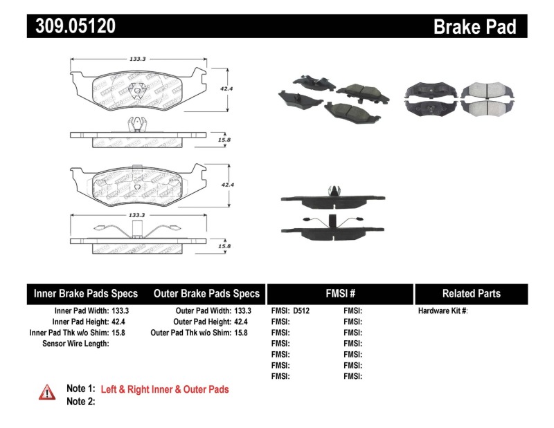 Plymouth Neon Brake Pads - Stoptech - ST Sport - `95-`01