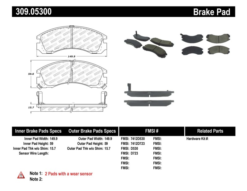 Mitsubishi Montero Brake Pads - Stoptech - ST Sport - `92-`00