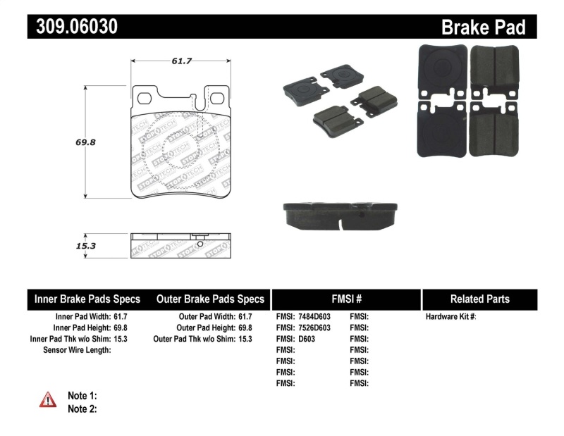 Mercedes-Benz S Class Brake Pads - Stoptech - Sport - `94-`05