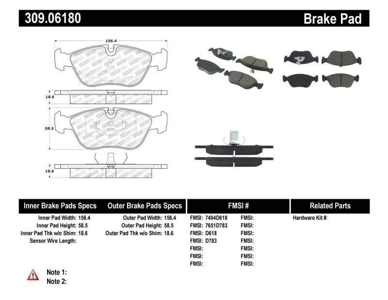 Volvo C70 Brake Pads - Front - Stoptech - Sport - `98-`04