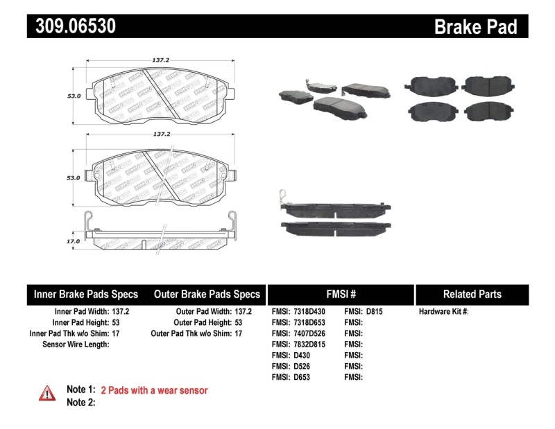 Infiniti G35 Brake Pads - Front - Stoptech - ST Sport - `03-`04 Infiniti G35 Brake Pads - Front - Stoptech - ST Sport - `03-`04