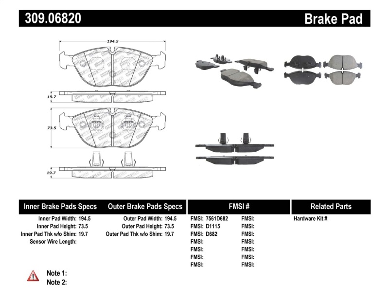 Mercedes-Benz SLK32 AMG Brake Pads - Stoptech - Sport - `02-`04