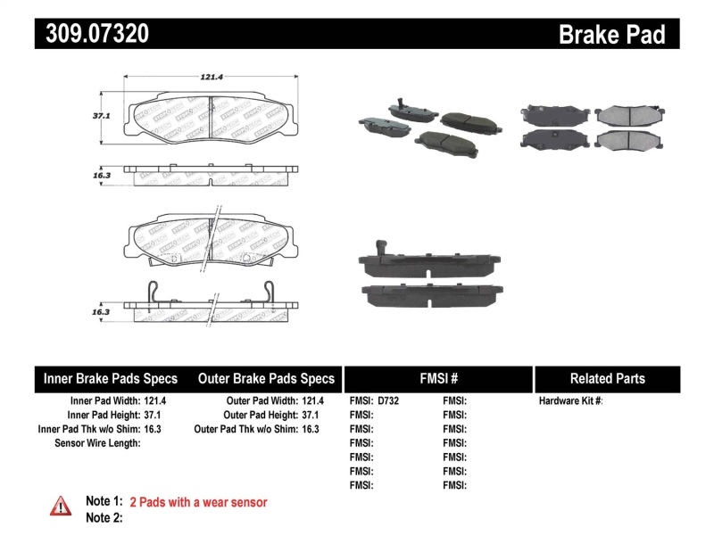 Chevrolet Corvette Sport Brake Pads - Rear - Stoptech - Sport - `97-`13