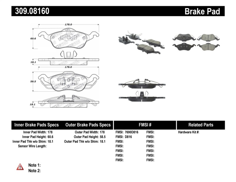 Ford Focus Brake Pads - Stoptech - Sport - `00-`04 Ford Focus Brake Pads - Stoptech - Sport - `00-`04