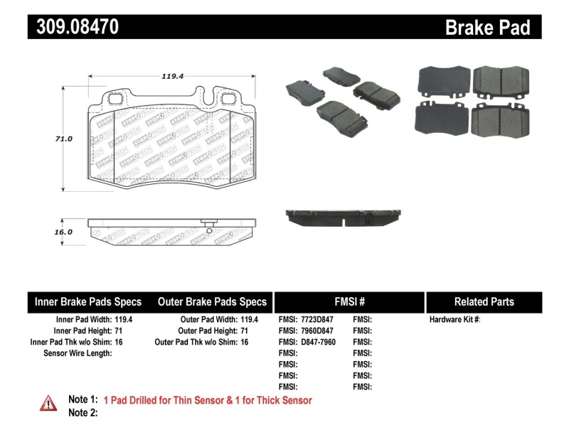 Mercedes-Benz ML430 Brake Pads - Front - Stoptech - Sport - `00-`01