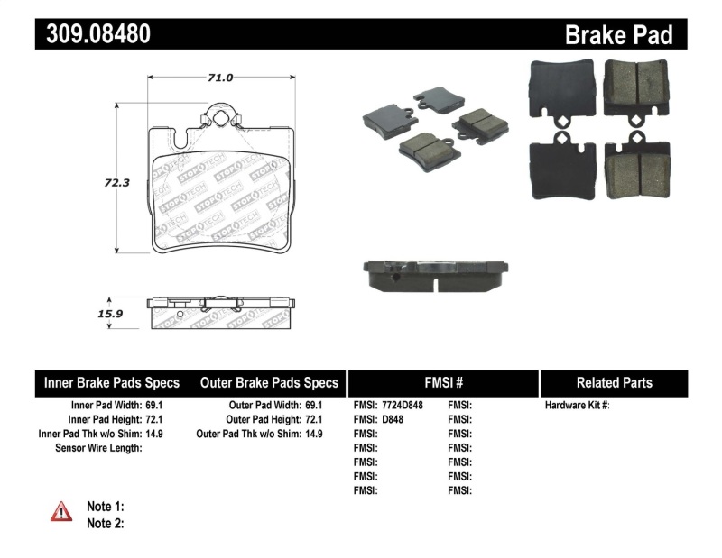 Mercedes-Benz CL500 Brake Pads - Stoptech - Sport - `00-`03