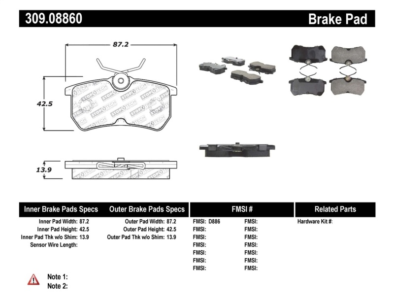 Ford Focus Brake Pads - Stoptech - Sport - `01-`07 Ford Focus Brake Pads - Stoptech - Sport - `01-`07