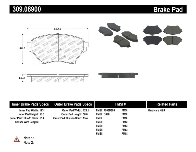 Mazda Miata Brake Pads - Front - Stoptech - Sport - `01-`05 Mazda Miata Brake Pads - Front - Stoptech - Sport - `01-`05