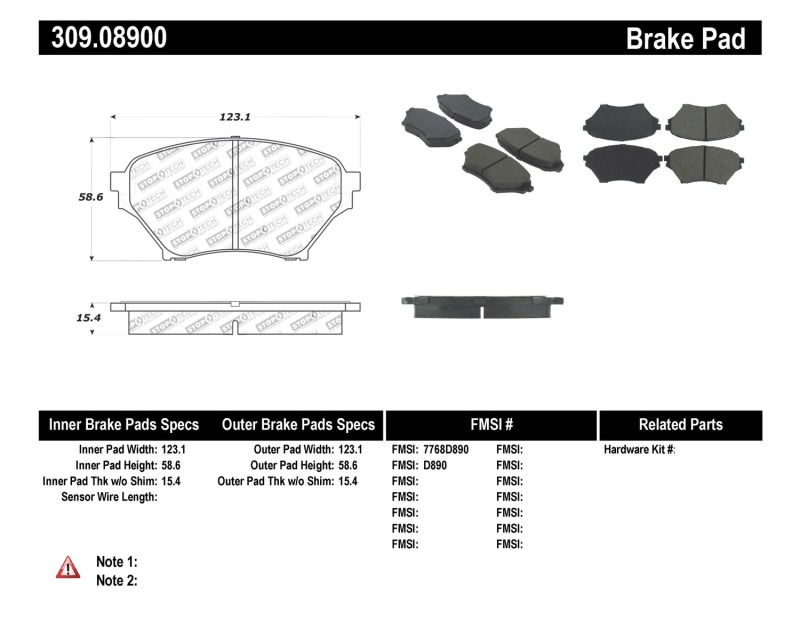 Mazda Miata Brake Pads - Front - Stoptech - Sport - `01-`05