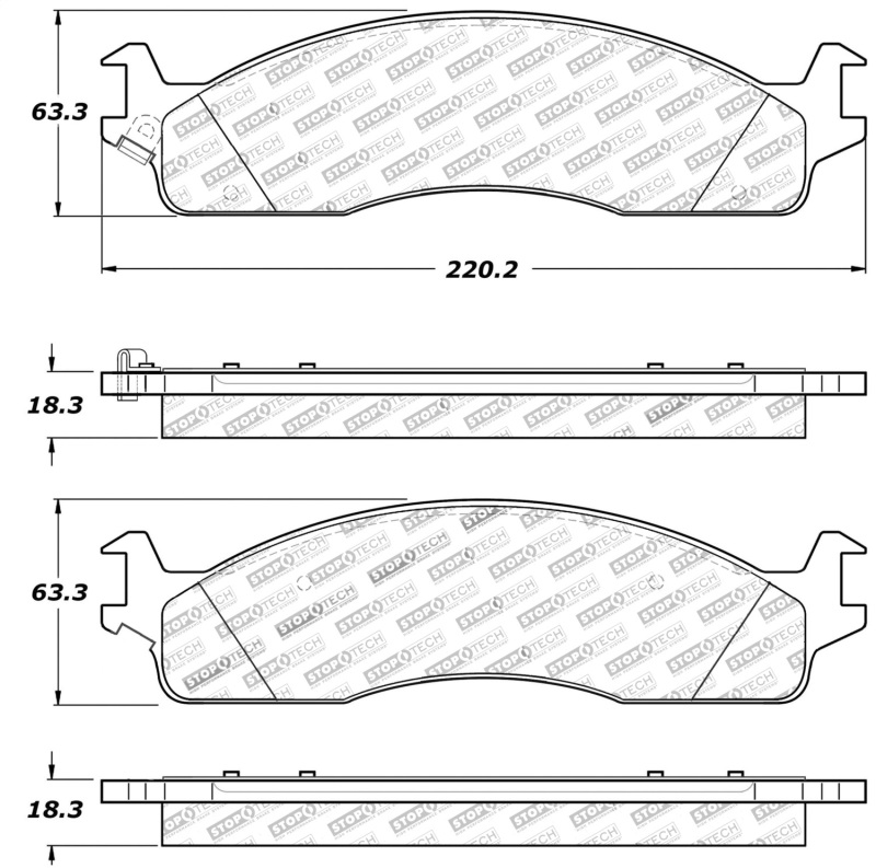 Dodge Ram 2500 Brake Pads - Front - Stoptech - Sport with Shims and Hardware - `03-`08 Dodge Ram 2500 Brake Pads - Front - Stoptech - Sport with Shims and Hardware - `03-`08