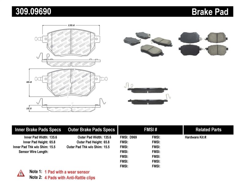Infiniti FX35 Brake Pads - Front - Stoptech - ST Sport - `03-`05 Infiniti FX35 Brake Pads - Front - Stoptech - ST Sport - `03-`05