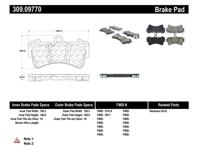Volkswagen Touareg Brake Pads - Stoptech - Sport, Para-aramid (Kevlar) Compound, Includes Shims and Hardware - `04-`10 Volkswagen Touareg Brake Pads - Stoptech - Sport, Para-aramid (Kevlar) Compound, Includes Shims and Hardware - `04-`10