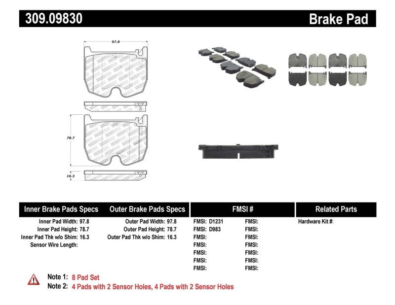 Mercedes-Benz SL600 Brake Pads - Stoptech - Sport - `04-`07