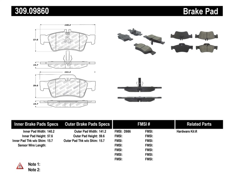 Mercedes-Benz S550 Brake Pads - Rear - Stoptech - Sport - `07-`13