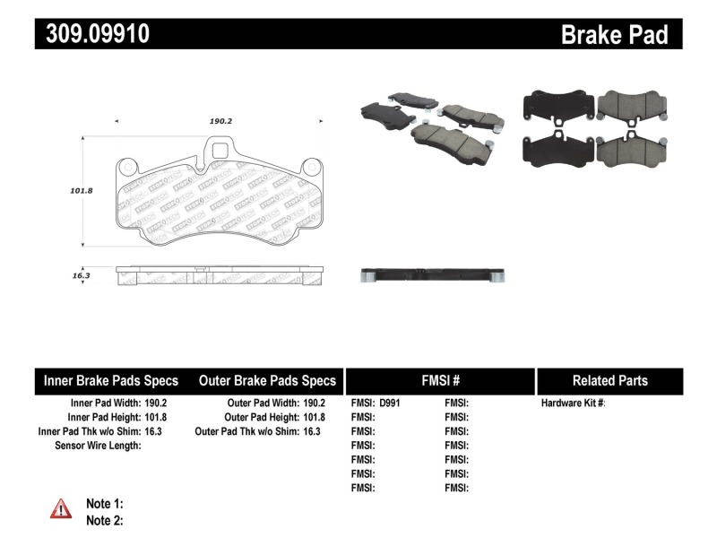 Porsche Carrera GT Brake Pads - Stoptech - Sport - `04-`06