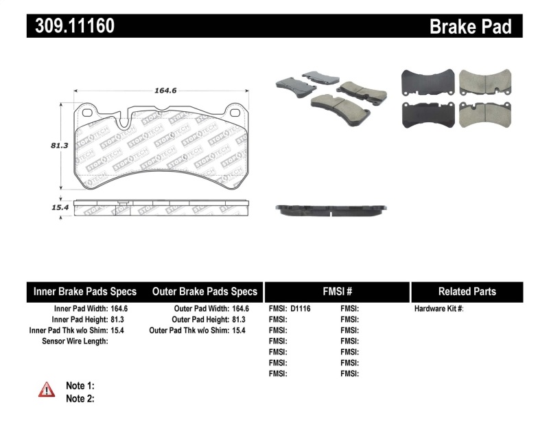 Mercedes-Benz SLK55 AMG Brake Pads - Stoptech - Performance - `05-`11