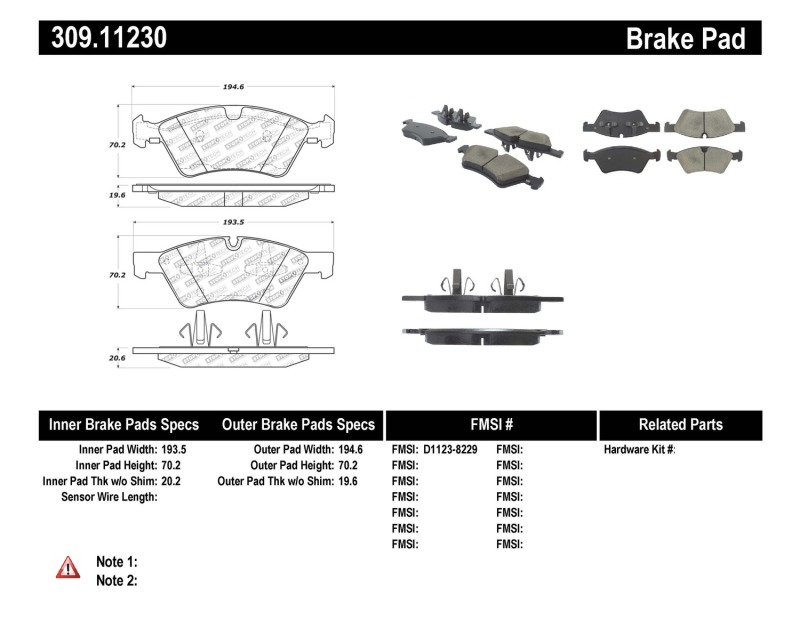 Mercedes-Benz ML320 Brake Pads - Stoptech - Sport - `07-`09