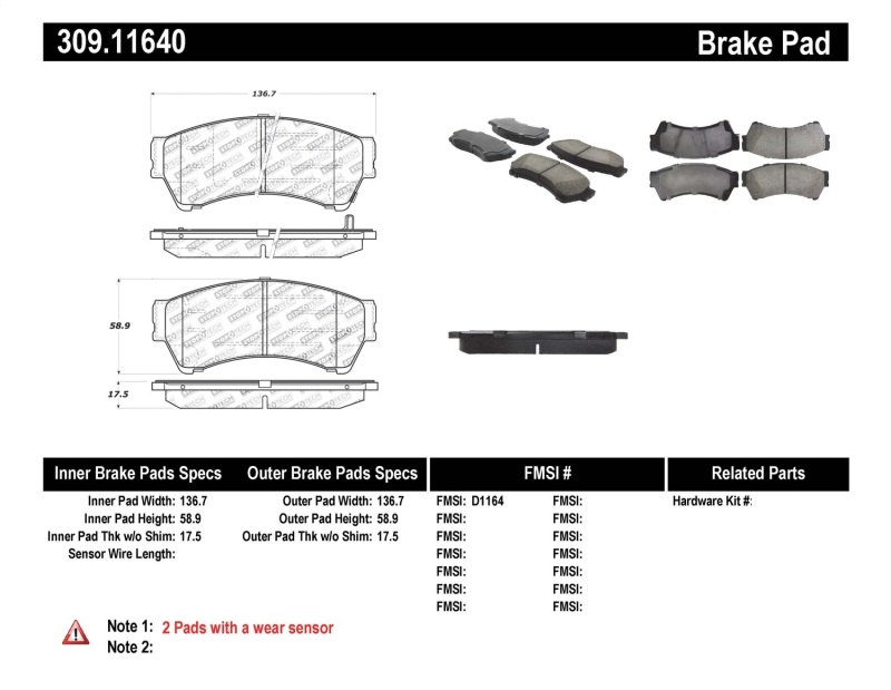 Lincoln Zephyr Brake Pads - Front - Stoptech - Sport - 2006 Lincoln Zephyr Brake Pads - Front - Stoptech - Sport - 2006