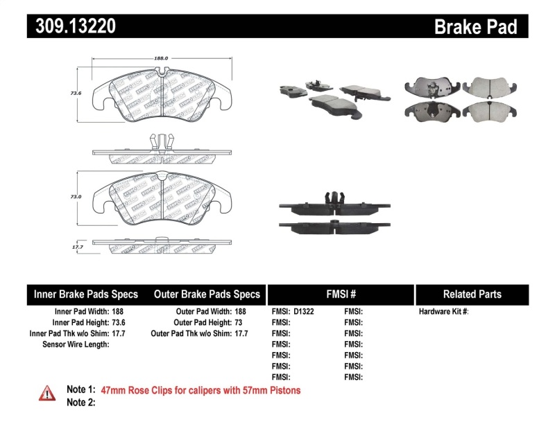 Audi A5 Brake Pads - Front - Stoptech - Sport - `08-`17
