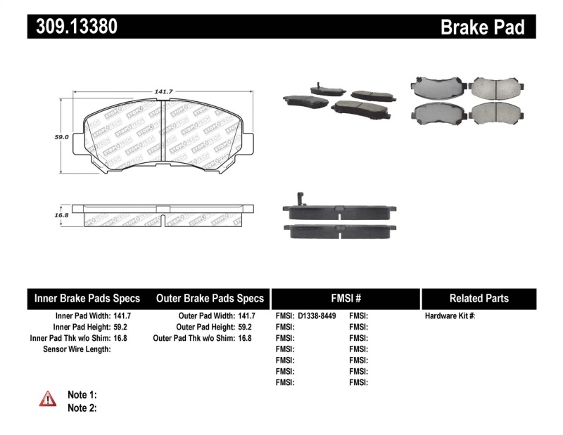 Nissan Rogue Select Brake Pads - Stoptech - ST Sport - `14-`15