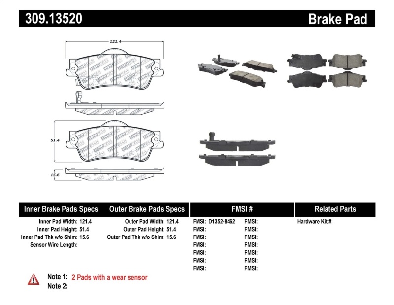 Chevrolet Caprice Brake Pads - Stoptech - Sport - `11-`17 Chevrolet Caprice Brake Pads - Stoptech - Sport - `11-`17
