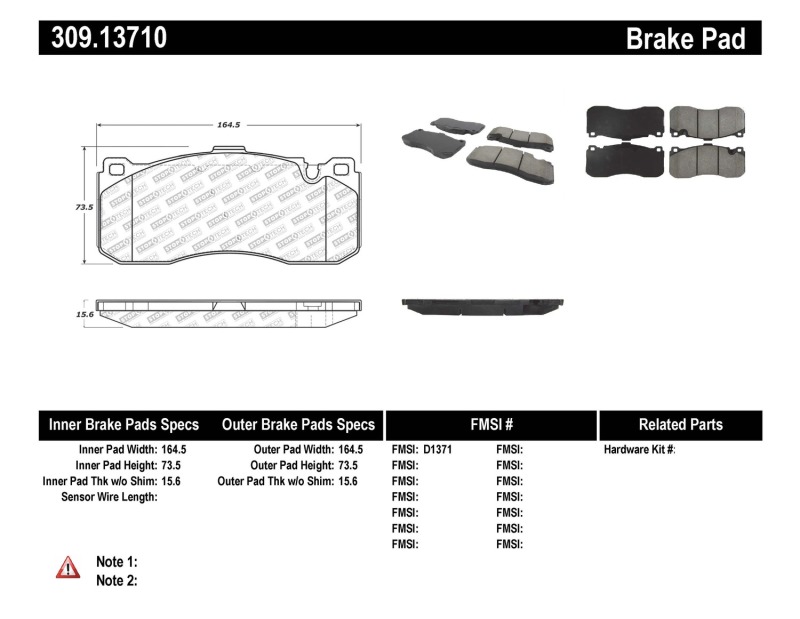 BMW 3 Series Brake Pads - Front - Stoptech - Sport - 2013